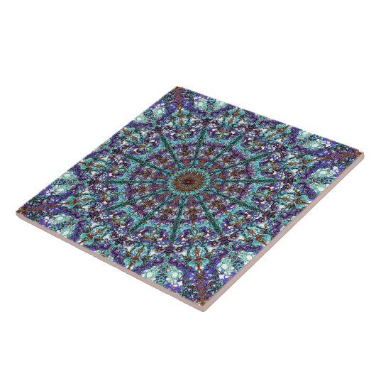 Geschnürtes Muster Boho Türkises Mandala Fliese (Seite)