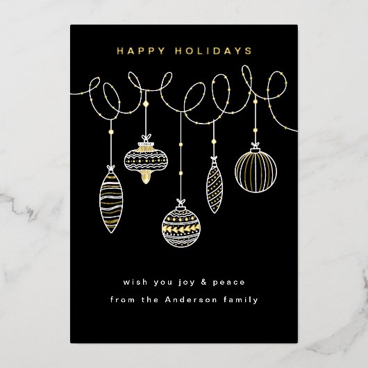 Geschossene Weihnachtsschmuck Folien Feiertagskarte (Vorderseite)