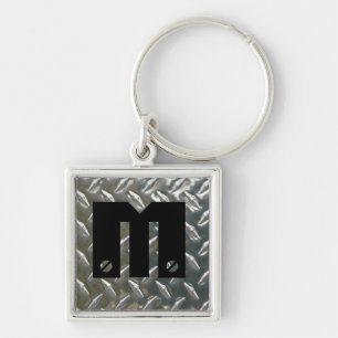 Geschraubt auf Initiale - AluminiumCheckerplate Schlüsselanhänger