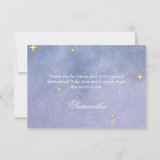 Geschrieben im Brautparty der Sterne Dankeskarte (Rückseite)