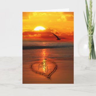 Geschrieben im Sand auf dem Beach Sunset Dankeskarte