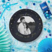 Geschrieben im Stars Gold & Blue Celestial Foto Pappteller (Party)