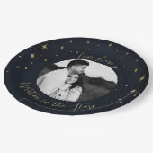 Geschrieben im Stars Gold & Blue Celestial Foto Pappteller (Schrägansicht)
