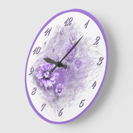 Geschrieben in Blumenlavendel-Wanduhr Große Wanduhr (Winkel)