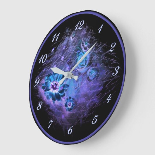 Geschrieben in Blumennächtglühen Blauer Wall Uhr (Winkel)