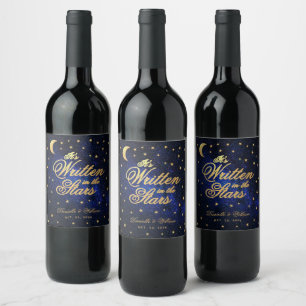Geschrieben in den Stars Celestial Wedding Blue Go Weinetikett