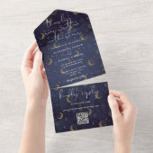 Geschrieben in den Sternen Celestial QR Code Hochz All In One Einladung (Abreißen)