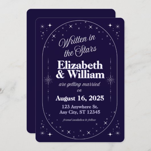 "Geschrieben in den Sternen" Celestial Whimsical Save The Date (Vorne/Hinten)