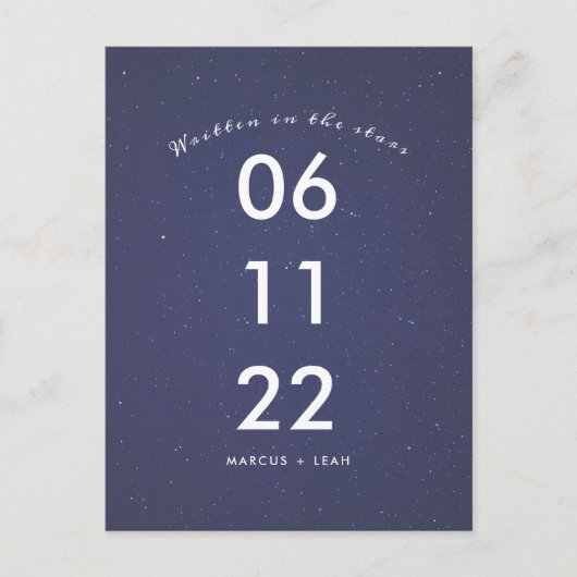 Geschrieben in den Sternen Starry Sky Save the Dat Postkarte (Vorderseite)