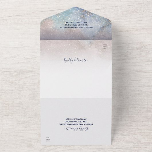 Geschrieben in der Funkelnd Hochzeit der Sternenfl All In One Einladung (Außenbereich)