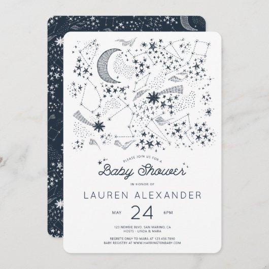 Geschrieben in der Stars Baby Dusche Einladung (Vorne/Hinten)