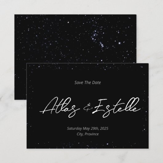 Geschrieben in der Sternenhochzeit Save The Date (Vorne/Hinten)