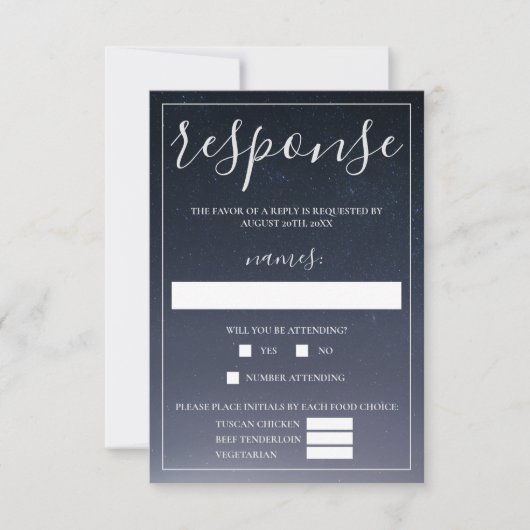 Geschrieben in der Sternennachtssonne Hochzeit RSVP Karte (Vorderseite)