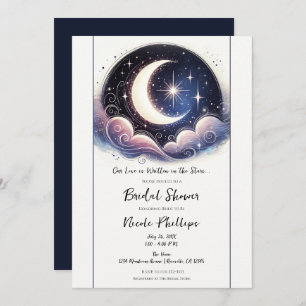 Geschrieben in Stars Watercolor Moon Brautparty Einladung