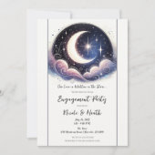 Geschrieben in Stars Watercolor Moon Engagement Pa Einladung (Vorderseite)