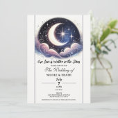 Geschrieben in Stars Watercolor Moon Wedding Einladung (Stehend Vorderseite)