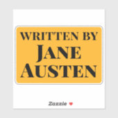 Geschrieben von Jane Austen Yellow Black Serif Tex Aufkleber (Blatt)