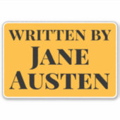 Geschrieben von Jane Austen Yellow Black Serif Tex Aufkleber (Vorderseite)