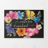 Geschriebene Blume, die eine dreistellige Einladun Dreifach Gefaltete Einladung (Cover)