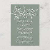 Geschriebene Blumenblätter Grüne Hochzeitdetails Begleitkarte (Vorderseite)