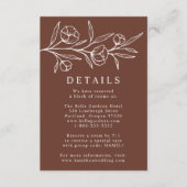 Geschriebene Blumenbraun-Hochzeitdetails Begleitkarte (Vorderseite)
