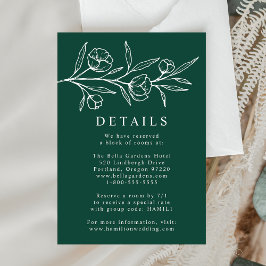 Geschriebene Blumengrün-Hochzeitdetails Begleitkarte