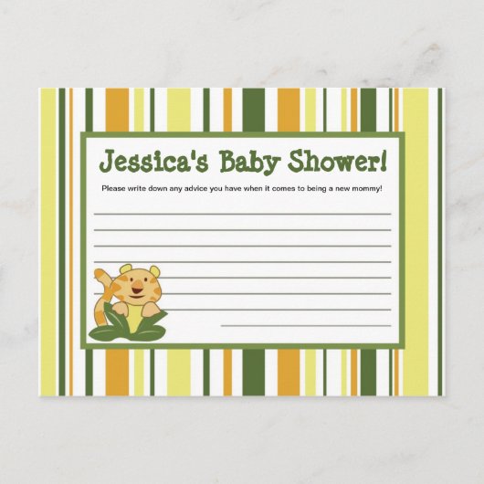 Geschriebene Ratenkarte Jungle Babies Tiere Hinweiskarte (Vorderseite)