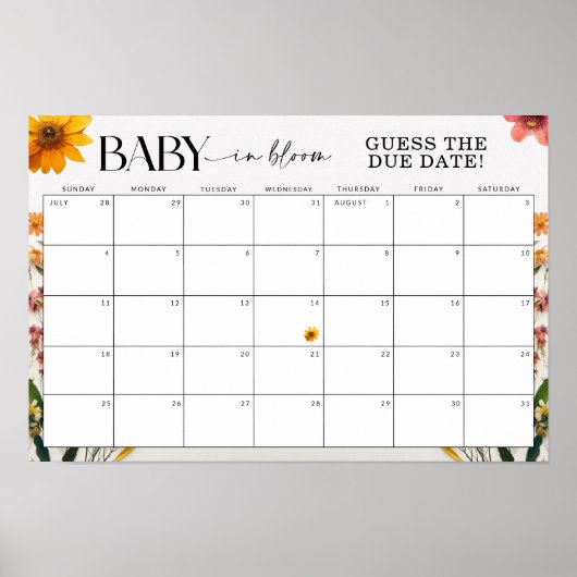 Geschriebene Wildblume Babydusche schätzt den Fäll Poster (Vorne)