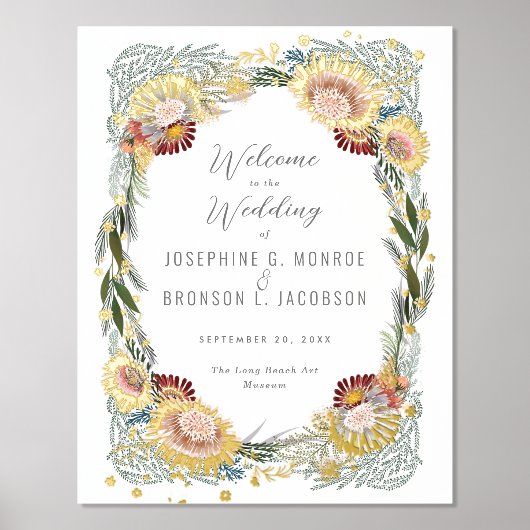 Geschriebenes Florals Einzigartiges Hochzeitswillk Foliendrucke (Vorderseite)
