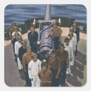 Geschützmannschaft in Siegesformation - US Navy Quadratischer Aufkleber