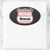geschützt durch 9 mm Schild Ovaler Aufkleber (Tasche)