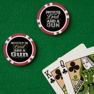 Geschützt durch den Herrn und eine Waffe Pokerchips