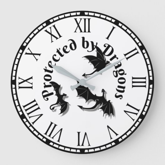 Geschützt durch Drachenwarnung Große Wanduhr (Vorderseite)