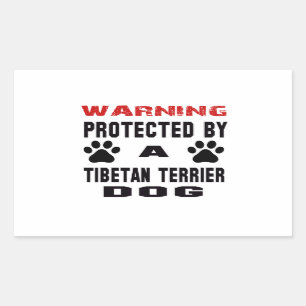 Geschützt durch einen tibetanischer Terrier Hund Rechteckiger Aufkleber