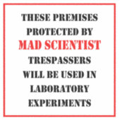 Geschützt durch Mad Scientist Aufkleber (Vorderseite)