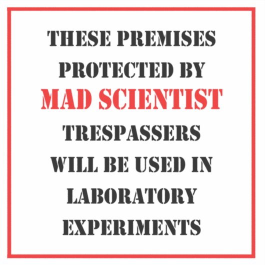 Geschützt durch Mad Scientist Aufkleber (Vorderseite)