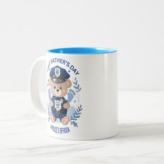 ☕ "Geschützt von Daddys Abzeichen" - Erster Vater Zweifarbige Tasse (Vorderseite Links)