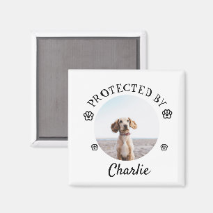 Geschützt von Hund-Foto-Pfotenabdruck-Design Magnet