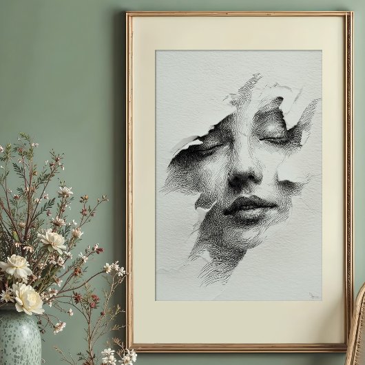 Geschützte Gelassenheit: kompliziertes monochromes Poster