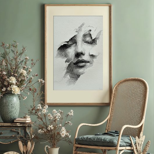 Geschützte Gelassenheit: kompliziertes monochromes Poster