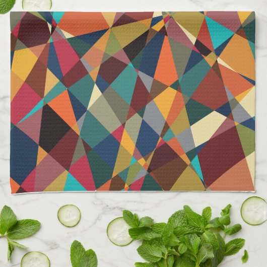 Geschützte geometrische Mitte des Jahrhunderts Mod Geschirrtuch (Gefaltet)