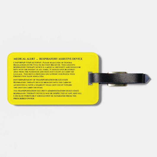 Geschützte medizinische Einrichtung Gepäckanhänger (Rückseite horizontal)