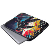 Geschützter Kosmos: Retro-Astronaut-Sieb Laptopschutzhülle (Vorne Knopf)