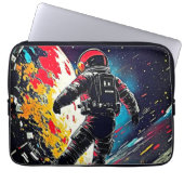 Geschützter Kosmos: Retro-Astronaut-Sieb Laptopschutzhülle (Vorderseite)