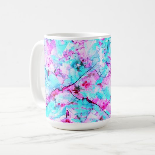 Geschütztes Blossom Ein farbenfroher Lichtdesign Kaffeetasse (Vorderseite Links)