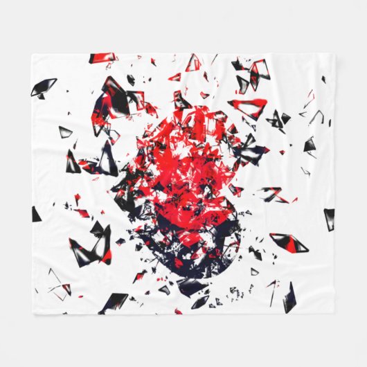 Geschütztes Herz Version 2 Rot und Schwarz Fleecedecke (Vorderseite (Horizontal))