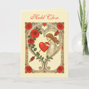 Geschütztes Herz Vintage Art Nouveau Romanze Karte