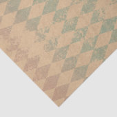 Geschwächte grün und rosa karierte Dekoupage Seidenpapier (Detail)