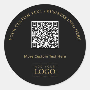 Geschwärzt & Gold Förderungs-Geschäfts-Logo QR-Cod Runder Aufkleber