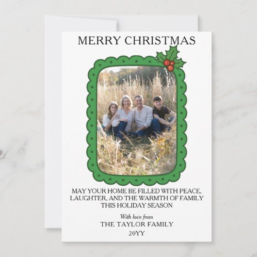 Geschweifte handgezeichnete Stechpalme Weihnachten (Vorderseite)